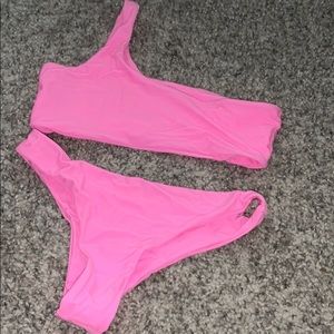 Hot pink ZAFUL one strap bikini